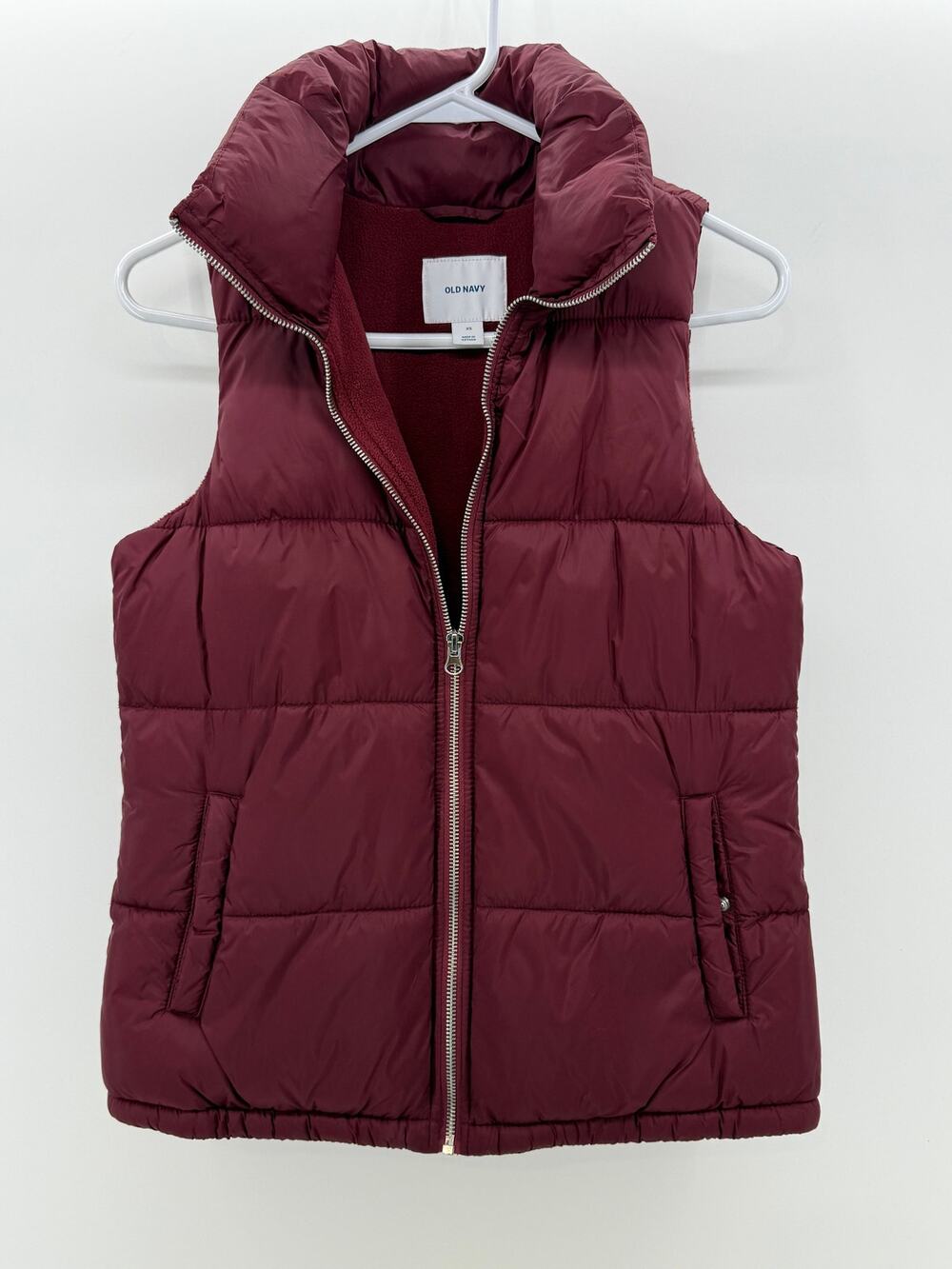 Womens Maroon Puffer Vest - Size XS
